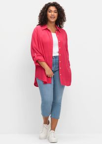 7/8-Jeans sheego, Damen, Gr. 46, Normalgr&ouml;&szlig;en, blau (blau denim), 44% Baumwolle, 36% Viskose, 19% Polyester, 1% Elasthan, unifarben, 7/8-L&auml;nge, Jeans 7/8-Jeans