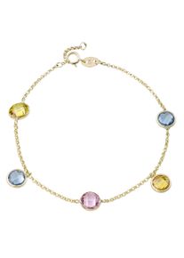 Goldarmband Amor "2014456", bunt (gelbgoldfarben, pink, gelb, blau, pink, gelb, blau), Armb&auml;nder, Damen, 18,5cm, Gelbgold 375, Goldarmband, mit Zirkonia (synth.)