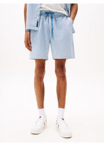 Shorts Tommy Jeans "TJM SEERSUCKER STP BEACH SHORT", Herren, Gr. L, N-Gr, blau (colorado blau stripes), Web, Obermaterial: 100% Baumwolle, gestreift, Hosen Shorts, fein gestreift