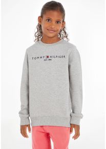 Sweatshirt Tommy Hilfiger "ESSENTIAL SWEATSHIRT", Jungen, Gr. 3/98, grau (grau, meliert), Obermaterial: 100% Baumwolle, bestickt, Basic schmal, Rundhals, Rippb&uuml;ndchen, Sweatshirts Sweatshirt, Kinder Kids Junior MiniMe,f&uuml;r Jungen und M&auml;dchen
