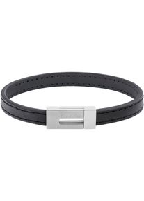 Lederarmband Calvin Klein "CK EXPOSED", grau (schwarz, edelstahlfarben), Armb&auml;nder, Herren, 19,5cm, Edelstahl Leder, Edelstahl, Leder, Lederarmband