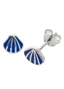 Paar Ohrstecker Firetti "Schmuck Geschenk Silber 925 Ohrschmuck Muscheln", bunt (silberfarben, blau), Ohrringe, Damen, Silber 925 (Sterlingsilber), Paar Ohrstecker, mit Lack
