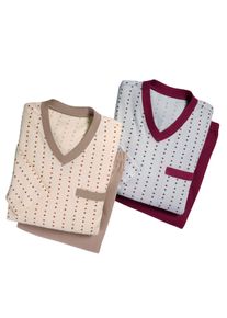 King&acute;S Club Schlafanzug KINGS CLUB, Herren, Gr. 44/46, bunt (beige, grau, dunkelrot), 100% Baumwolle, Homewear-Sets Schlafanzug