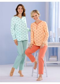 w&auml;schepur Schlafanzug W&Auml;SCHEPUR, Damen, Gr. 44/46, bunt (kalkmint, papaya), 100% Baumwolle, Homewear-Sets Schlafanzug