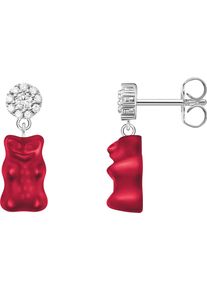 Paar Ohrstecker Thomas Sabo "Thomas Sabo x HARIBO: Ohrstecker mit Goldb&auml;r", rot (silberfarben, rot, kristallwei&szlig;, rot, kristallwei&szlig;), Ohrringe, Damen, Silber 925 (recycelt), Paar Ohrstecker, mit Kristallglas, Zirkonia (synth.)