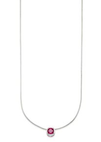 Kette mit Anh&auml;nger Bruno Banani "Schmuck Geschenk Silber 925 Halsschmuck Halskette Schlangenkette Stein", bunt (silberfarben, rot), Halsketten, Damen, Silber 925 (Sterlingsilber), L: 45, Kette mit Anh&auml;nger, mit Zirkonia (synth.), Korund (synth.) oder Spinell (synth.)