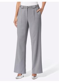 Palazzohose Lady, Damen, Gr. 46, Normalgr&ouml;&szlig;en, grau (steingrau), 63% Polyester, 33% Viskose, 4% Elasthan, unifarben, lang, Hosen Palazzohose