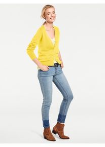 Strickjacke Heine, Damen, Gr. 48, gelb, 100% Baumwolle, unifarben, Strickjacken Strickjacke