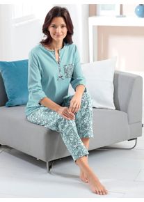 w&auml;schepur Schlafanzug W&Auml;SCHEPUR, Damen, Gr. 44/46, gr&uuml;n (mint, grau, bedruckt), 100% Baumwolle, Homewear-Sets Schlafanzug
