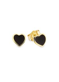 Paar Ohrstecker Firetti "Schmuck, Geschenk, Ohrstecker in Herzform schwarz emalliert", gelbgoldfarben, schwarz, Ohrringe, Damen, Silber 925 (Sterlingsilber), Paar Ohrstecker