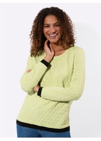 Langarmshirt Casual Looks "Jacquard-Shirt", Damen, Gr. 40, pistazie, 58% Polyester, 40% Baumwolle, 2% Elasthan, unifarben, Rundhals, Shirts Langarmshirt