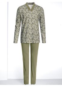 G&ouml;tting Schlafanzug G&Ouml;TTING, Damen, Gr. 46, gr&uuml;n (gr&uuml;n, bedruckt), 100% Baumwolle, Homewear-Sets Schlafanzug