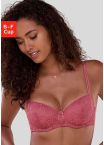 Schalen-BH Lascana, Damen, Gr. 70, Cup D, braun (kastanie), Spitze, Obermaterial: 72% Polyamid, 20% Polyester, 8% Elasthan, BHs Schalen-BH, mit B&uuml;gel aus blumiger Jacquardspitze, sexy Dessous