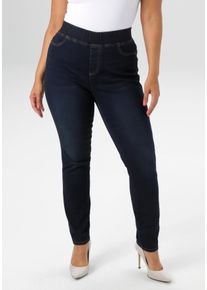 Jeansleggings ANISTON PLUS, Damen, Gr. 46, N-Gr, blau, Denim/Jeans, Obermaterial: 74% Baumwolle, 24% Polyester, 2% Elasthan, unifarben, lang, Jeans Jeansleggings, mit elastischem Bund
