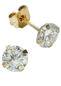 Paar Ohrstecker Firetti "Schmuck Geschenk Gold 333 Ohrschmuck gl&auml;nzender Klassiker" Gr. 5, gold (gelbgoldfarben, wei&szlig;, kristallwei&szlig;), Ohrringe, Damen, 5, Gelbgold 333, Paar Ohrstecker, mit Zirkonia (synth.)