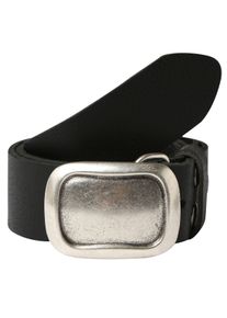 Lederg&uuml;rtel RETTUNGSRING G&Uuml;RTEL, Damen, Gr. 90, schwarz, B&uuml;ffelleder, Antik-Look, genarbt, unifarben, G&uuml;rtel Lederg&uuml;rtel, mit austauschbarer Schlie&szlig;e &raquo;Rechteck Eingefasst Silber&laquo;