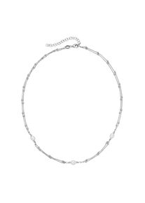 Collier Firetti "Schmuck Geschenk Silber 925 Halsschmuck Ankerkette zweireihig Kugeln", silberfarben, wei&szlig;, Halsketten, Damen, Perlen Silber 925 (Sterlingsilber), L: 45 B: 1mm, Perlen, Silber 925 (Sterlingsilber), Collier, mit S&uuml;&szlig;wasserzuchtperle, B:1mm