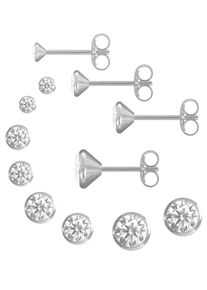 Ohrstecker-Set Firetti "Multipack Schmuck Geschenk Silber 925 Ohrstecker Glitzerstein", silber (silberfarben, kristallwei&szlig;, kristallwei&szlig;), Ohrringe, Damen, Silber 925 (Sterlingsilber), Ohrstecker-Set, mit Zirkonia (synth.)