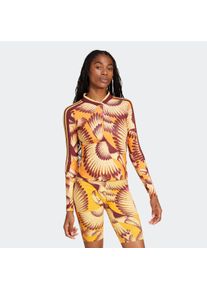 Langarmshirt adidas Sportswear "FARM LS TOP", Damen, Gr. XL, semi spark, bright orange, shadow rot, Obermaterial: 83% Polyester, 17% Elasthan, normal, V-Ausschnitt, Shirts Langarmshirt