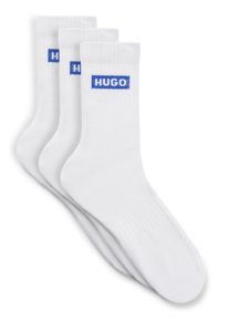 Socken HUGO UNDERWEAR "3P QS BLUE LOGO CC", Damen, Gr. 40-46, wei&szlig; (wei&szlig; 100), Baumwollmischung, Socken Socken, Unisex Sportsocken