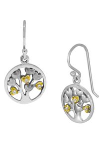 Paar Ohrh&auml;nger Firetti "Schmuck Geschenk Silber 925 Ohrschmuck Ohrhaken Herz Lebensbaum", gold (silberfarben, gelbgoldfarben, wei&szlig;, kristallwei&szlig;), Ohrringe, Damen, 12mm, Silber 925 (Sterlingsilber), Paar Ohrh&auml;nger, mit Zirkonia (synth.)