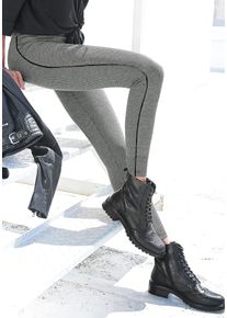 Leggings Lascana, Damen, Gr. 44/46, N-Gr, schwarz-wei&szlig; (schwarz, wei&szlig;), Strick, Obermaterial: 67% Polyester, 31% Viskose, 2% Elasthan, gemustert, figurbetont lang, Hosen Leggings, mit Pepita Muster, Topseller