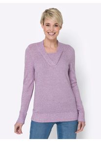 2-in-1-Pullover Classic Basics "Pullover", Damen, Gr. 48, lila (orchidee, meliert), 100% Polyacryl, meliert, Pullover 2-in-1-Pullover