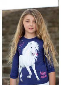 Langarmshirt Miss Melody, M&auml;dchen, Gr. 152, blau (blau ribbon), Single Jersey, Obermaterial: 100% Baumwolle, bedruckt, h&uuml;ftlang, Rundhals, Shirts Langarmshirt, Topseller
