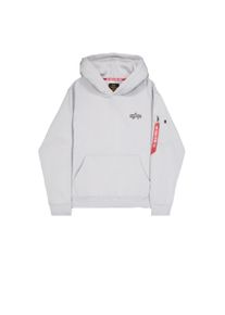 Hoodie Alpha Industries "Signature Backprint Hoodie", Herren, Gr. S, pastel grau, Obermaterial: 80% Baumwolle, 20% Polyester, regular fit, Sweatshirts Hoodie