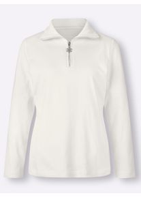 Langarmshirt Classic Basics "Shirt", Damen, Gr. 42, beige (ecru), 100% Baumwolle, unifarben, V-Ausschnitt, Shirts Langarmshirt