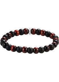 Armband Thomas Sabo "Bead Armband" Gr. 21, bunt (silberfarben, schwarz, rot, schwarz, rot), Armb&auml;nder, Damen, 21, Silber 925 (recycelt), Armband, mit Obsidian, Tigerauge