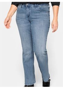 Bootcut-Jeans sheego, Damen, Gr. 26, Kurzgr&ouml;&szlig;en, blau (light blau, denim), 75% Baumwolle, 24% Polyester, 1% Elasthan, unifarben, lang, Jeans Bootcut-Jeans