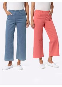 Bequeme Jeans Classic Basics, Damen, Gr. 46, Normalgr&ouml;&szlig;en, bunt (blau, bleached, koralle), 97% Baumwolle, 3% Elasthan, unifarben, 7/8-L&auml;nge, Jeans Bequeme Jeans