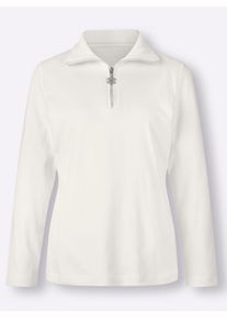 Langarmshirt Classic Basics "Shirt", Damen, Gr. 36, beige (ecru), 100% Baumwolle, unifarben, V-Ausschnitt, Shirts Langarmshirt