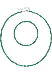 Ketten und Armband Set Firetti "Multipack Schmuck Geschenk Armkette Halskette", bunt (silberfarben, gr&uuml;n, gr&uuml;n), Schmuck_Sets, Damen, Elasthan, Messing, Polyester, Ketten und Armband Set, facettierte Edelsteine