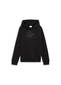 Kapuzensweatshirt Puma "ESS SCRIPT HOODIE TR G", M&auml;dchen, Gr. 164, schwarz (Puma schwarz), Sweatware, Obermaterial: 68% Baumwolle, 32% Polyester, bedruckt, regular fit normal, angesetztes B&uuml;ndchen, Sweatshirts Kapuzensweatshirt, f&uuml;r Jugendliche, mit grafischer Stickerei, mit K&auml;ngurutasche