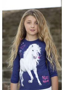 Langarmshirt Miss Melody, M&auml;dchen, Gr. 140, blau (blau ribbon), Single Jersey, Obermaterial: 100% Baumwolle, bedruckt, h&uuml;ftlang, Rundhals, Shirts Langarmshirt