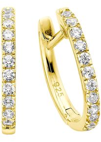 Paar Creolen "Schmuck Geschenk Ohrschmuck Ohrringe", gold (gelbgoldfarben, kristallwei&szlig;, kristallwei&szlig;), ANISTON JEWELRY & WATCHES, Ohrringe, Damen, 16mm, Silber 925 (Sterlingsilber), Paar Creolen, mit Zirkonia (synth.)