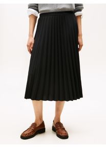 Plisseerock Tommy Hilfiger "FLUID PLEATED PULL ON MIDI SKIRT", Damen, Gr. 46, schwarz, Web, Obermaterial: 100% Polyester, unifarben, regular fit wadenlang, R&ouml;cke Plisseerock