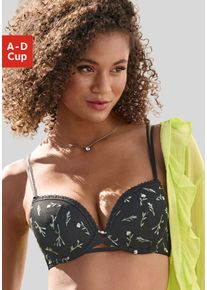Push-up-BH Vivance "Thea", Damen, Gr. 85, Cup C, schwarz (schwarz, gebl&uuml;mt), Netz, Obermaterial: 56% Polyester, 38% Polyamid, 6% Elasthan, BHs Push-up-BH, mit Blumen aus feiner Stickereispitze, sexy Dessous
