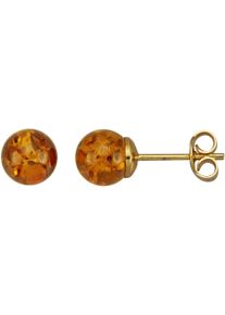 Paar Ohrstecker Firetti "Schmuck Geschenk Silber 925 Ohrschmuck Ohrringe", orange (gelbgoldfarben, bernsteinfarben, bernsteinfarben), Ohrringe, Damen, 7mm, Silber 925 (Sterlingsilber), Paar Ohrstecker, mit Bernstein