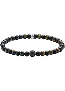 Armband Thomas Sabo "Talisman-Armband Obsidian und Tigerauge" Gr. 19, bunt (silberfarben, schwarz, blau, schwarz, blau), Armb&auml;nder, Damen, 19, Silber 925 (recycelt), Armband, mit Zirkonia (synth.), Tigerauge, Obsidian