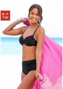 B&uuml;gel-Bikini Lascana, Damen, Gr. 46, Cup F, schwarz, Polyamid, Bikini-Sets B&uuml;gel-Bikini, mit dekorativer Raffung