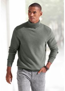 H.I.S. Rollkragenpullover H.I.S, Herren, Gr. XXL (60/62), gr&uuml;n (salbei), Strick, Obermaterial: 50% Baumwolle, 50% Polyacryl, unifarben, regular fit, Rundhals, B&uuml;ndchen, Pullover Rollkragenpullover, Strickpullover in modischer Struktur
