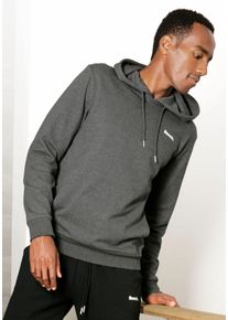 Hoodie BENCH. LOUNGEWEAR, Herren, Gr. 52/54 (L), grau (anthrazit, meliert), angeraute Sweatware, Obermaterial: 60% Baumwolle, 40% Polyester, unifarben, Basic, bequem normal, Rundhals, angesetztes B&uuml;ndchen, Sweatshirts Hoodie, Sweatshirt mit Kapuze und seitlichen Taschen, Baumwollmischung