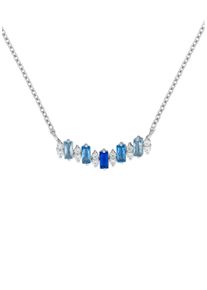 Kette mit Anh&auml;nger Firetti "Schmuck Geschenk Silber 925 Halsschmuck Halskette Ankerkette", blau (silberfarben, dunkelblau, hellblau, kristallwei&szlig;), Halsketten, Damen, Silber 925 (Sterlingsilber), L: 45 B: 1,2mm, Kette mit Anh&auml;nger, mit Zirkonia (synth.), B:1,2mm