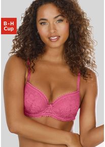 Schalen-BH Lascana "Luciana", Damen, Gr. 85, Cup E, pink, Spitze, Obermaterial: 89% Polyamid, 11% Elasthan, BHs Schalen-BH, aus zarter Spitze, Dessous