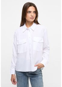 Hemdbluse Eterna "OVERSIZE FIT", Damen, Gr. 46, wei&szlig;, 70% Baumwolle, 30% Lyocell, Blusen Hemdbluse, EASY IRON (b&uuml;gelleicht)