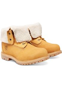 Winterboots Timberland "Timberland AUTHENTICMID WARM LINED WATERPROOF BOOT", Damen, Gr. 36, gelb (wheat), Leder, Schuhe Winterboots, Snowboots, Winterstiefel, Winterschuhe, wasserdicht und gef&uuml;ttert