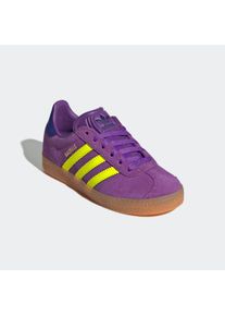 Sneaker adidas originals "GAZELLE KIDS", Damen, Gr. 29, gelb (active lila, solar gelb, collegiate lila), Leder, Synthetik, Schuhe Sneaker, f&uuml;r Kinder